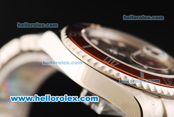 Rolex Submariner Automatic Movement Full Steel with Red Bezel and White Markers - Brown Dial - Click Image to Close